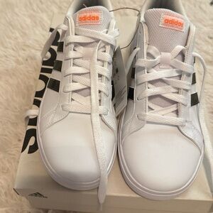 Adidas White Sneakers with Orange Logo